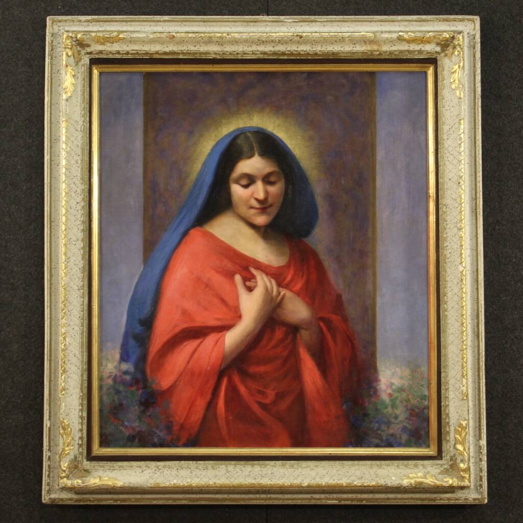 Italian religious painting Madonna dated 1929