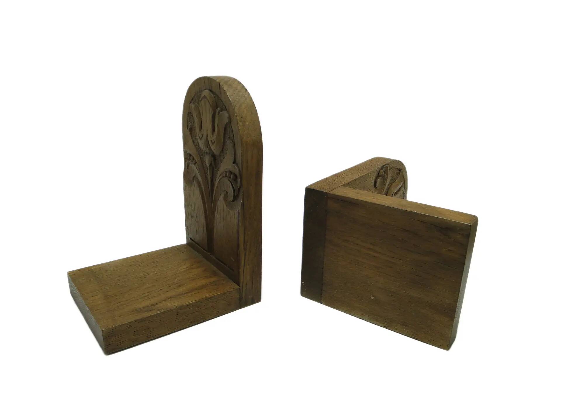 Pair of bookends, Art Nouveau, walnut, Austria, early 20th century