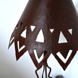 Handcrafted openwork wrought iron lamp