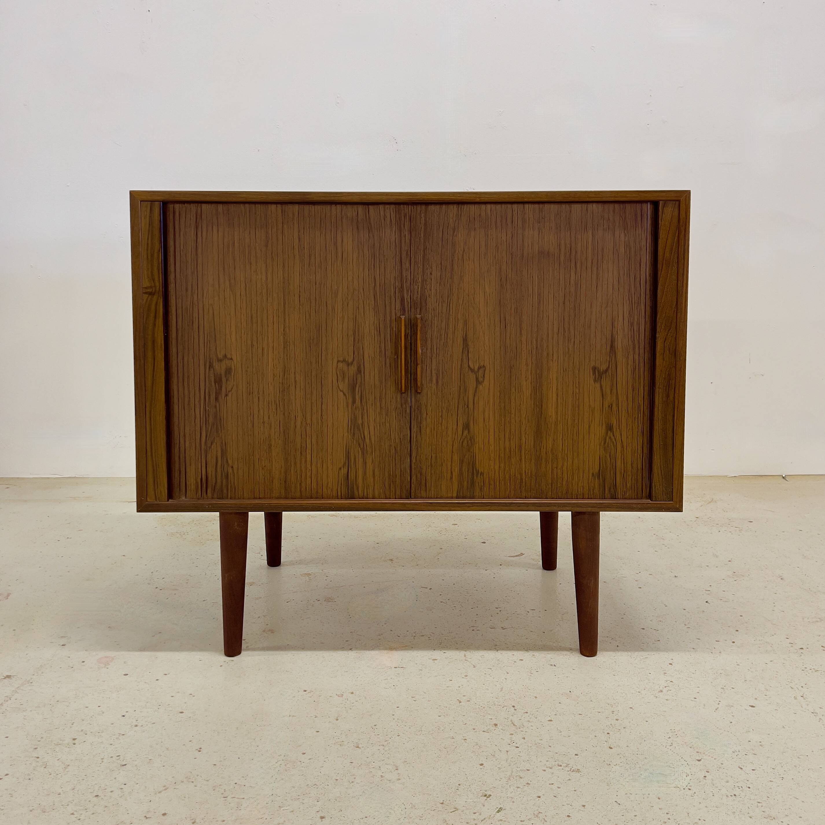 Rosewood Tambour Door Cabinet By Kai Kristiansen For Feldballes