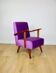 Vintage loft armchair purple velvet - 2 pieces available
