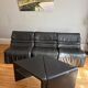 Modular canapé De Sede + matching tables – black leather – vintage year