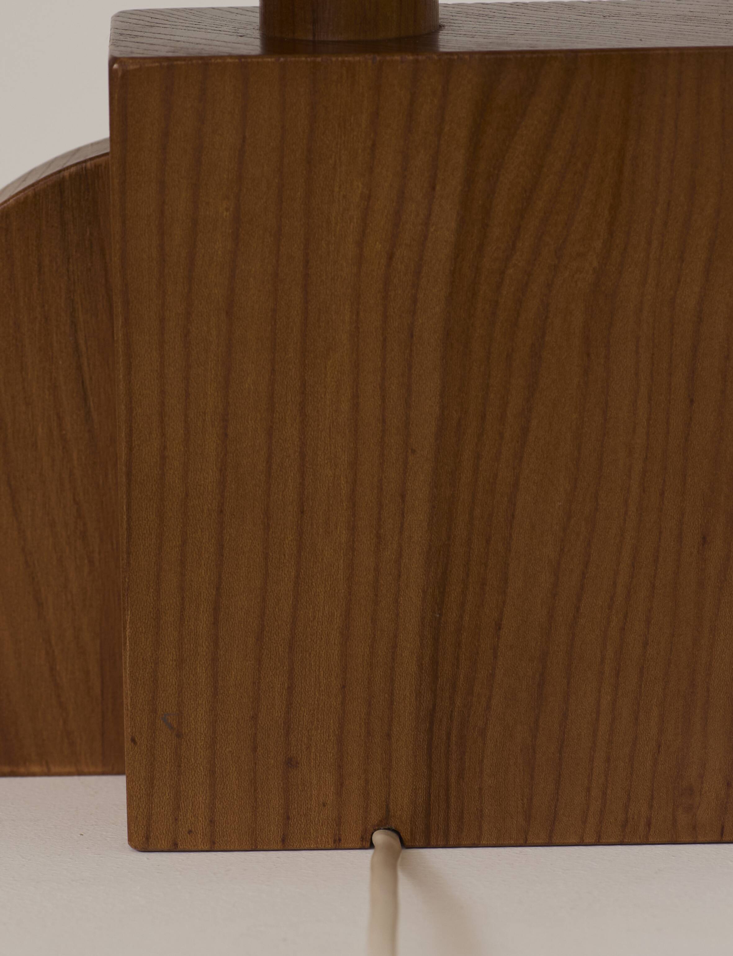 Pair of handcrafted lamps in solid oak with cork shades, circa 1970