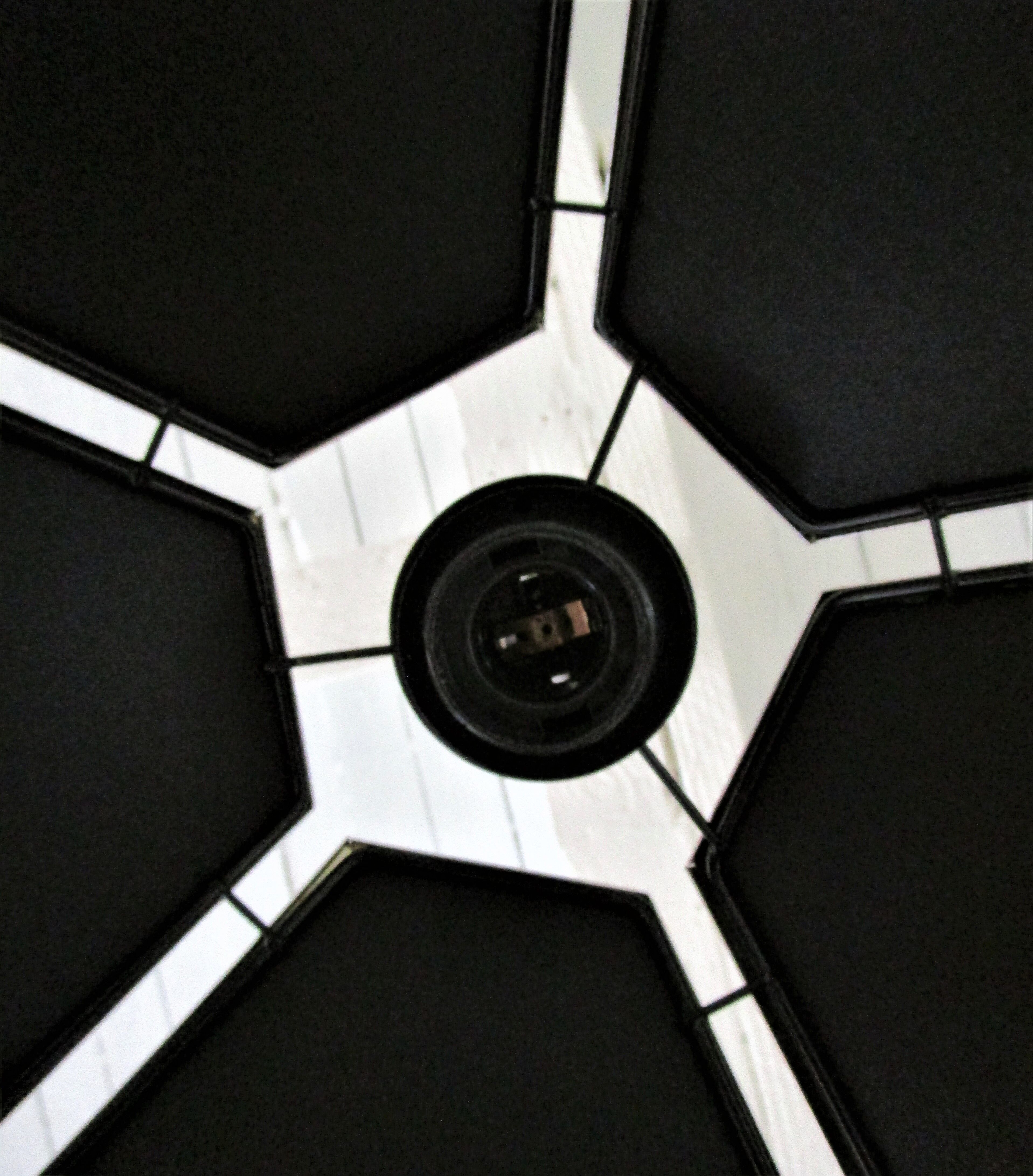 Black flower and gold hanging lamp, 80s