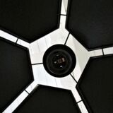 Black flower and gold hanging lamp, 80s