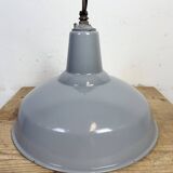 Industrial British Grey Enamel Factory Pendant Lamp, 1960s