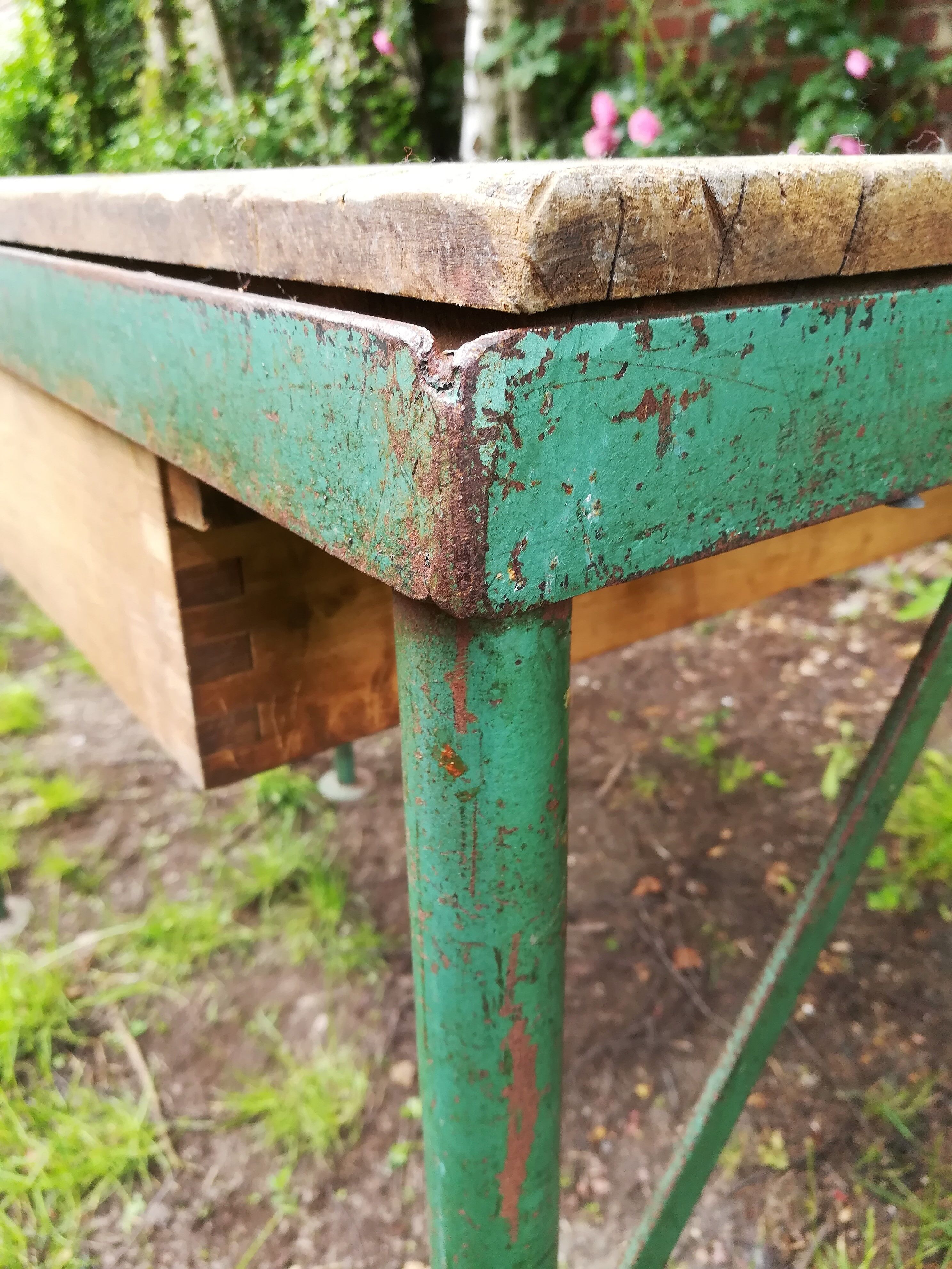 Industrial workbench table 2 drawers