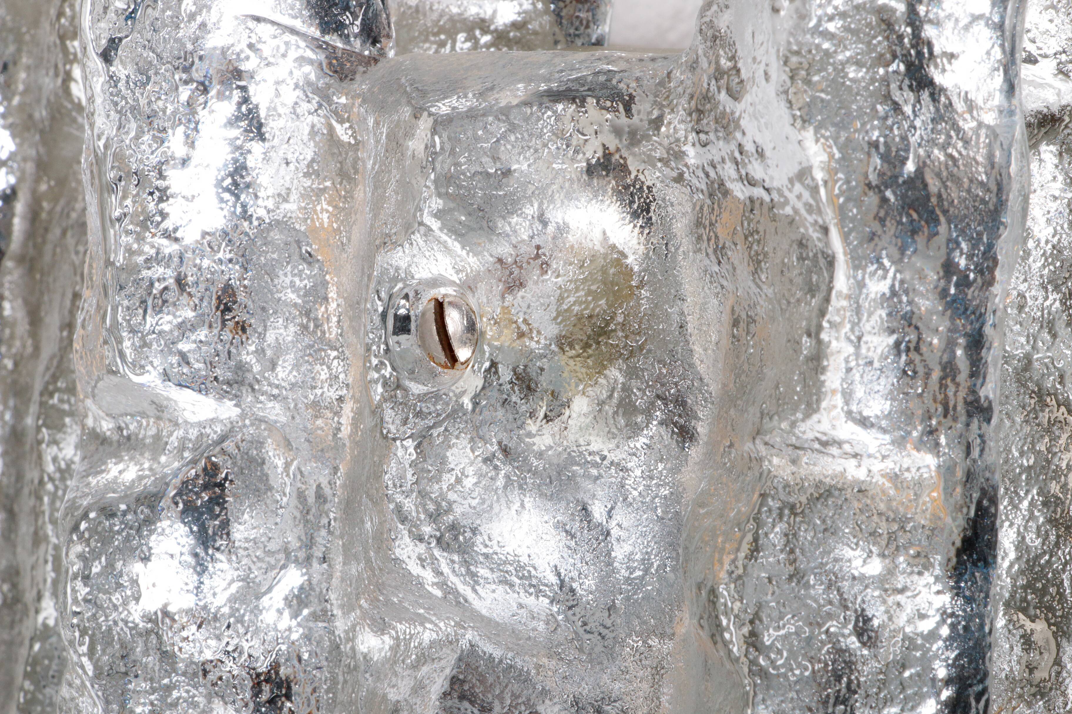 Crystal ice glass wall lamp design by J. T. Kalmar 1960