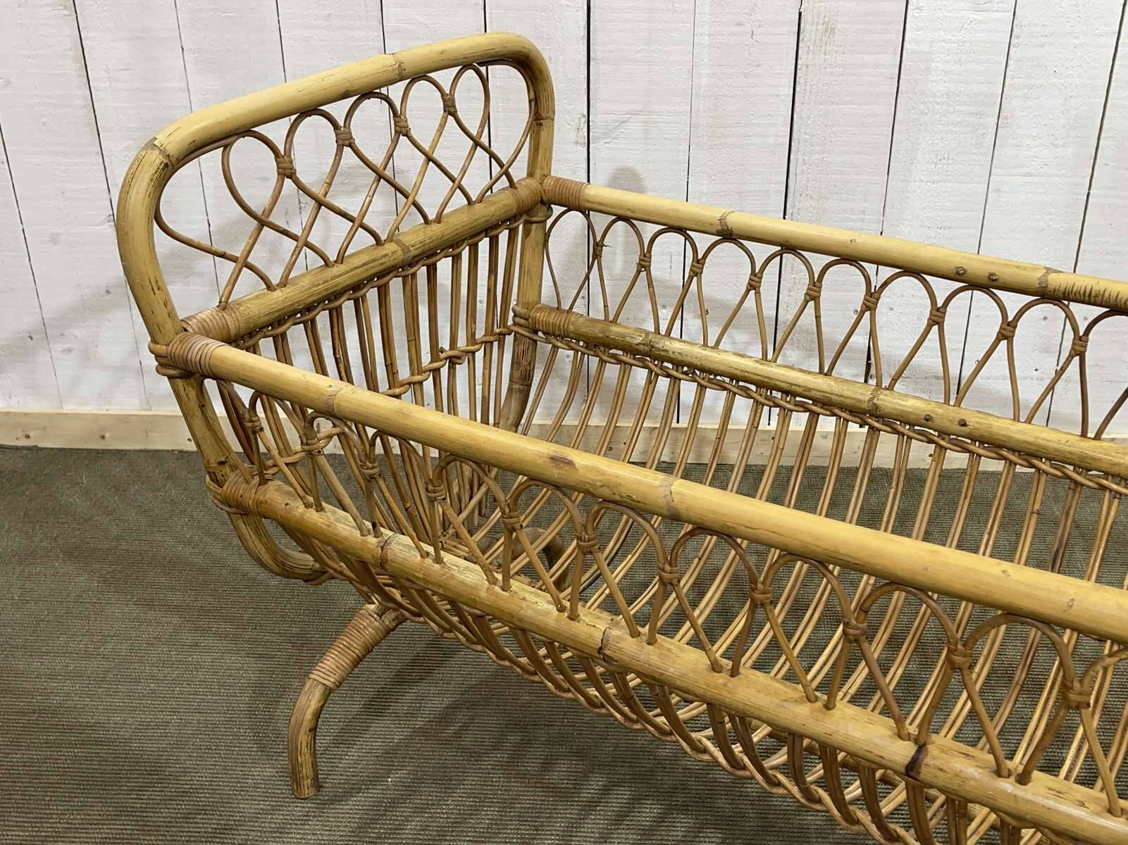 1960s rattan baby bed