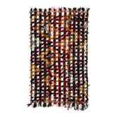 Vintage Handwoven Central Anatolian Kilim Rug with Colorful Pom Poms