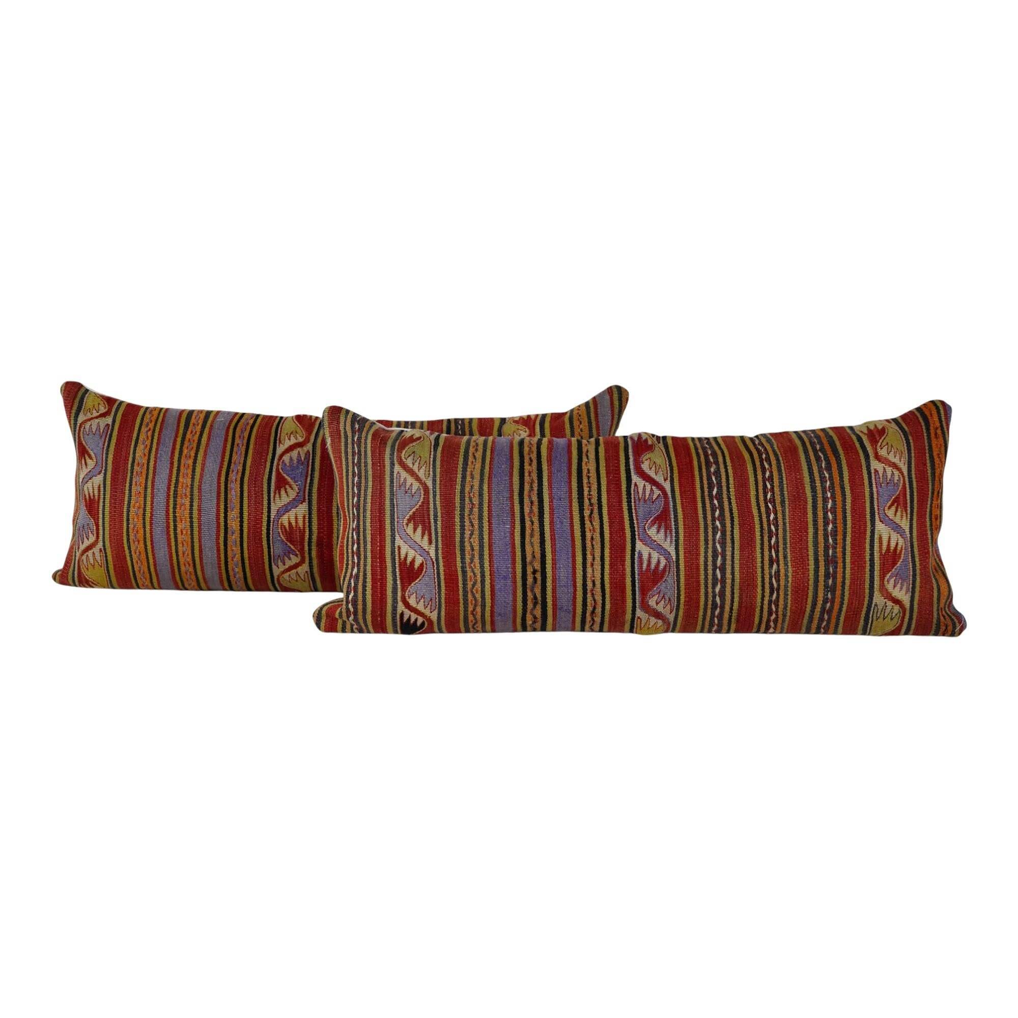 Set of 2 vintage kilim cushion covers 41x102 cm