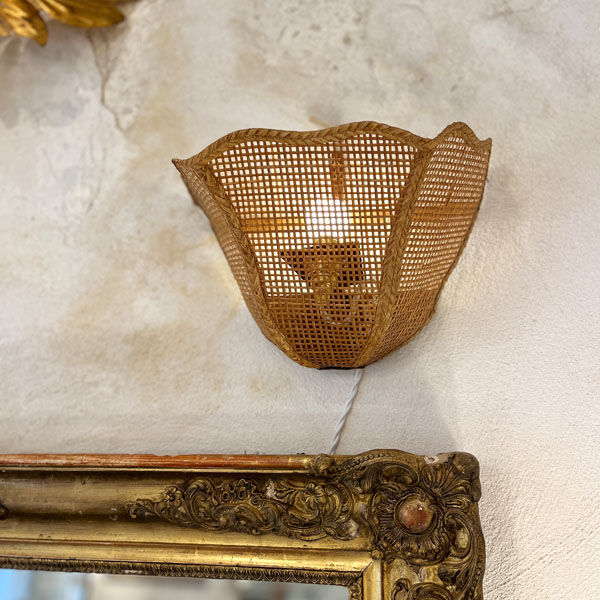 Pair of vintage rattan sconces
