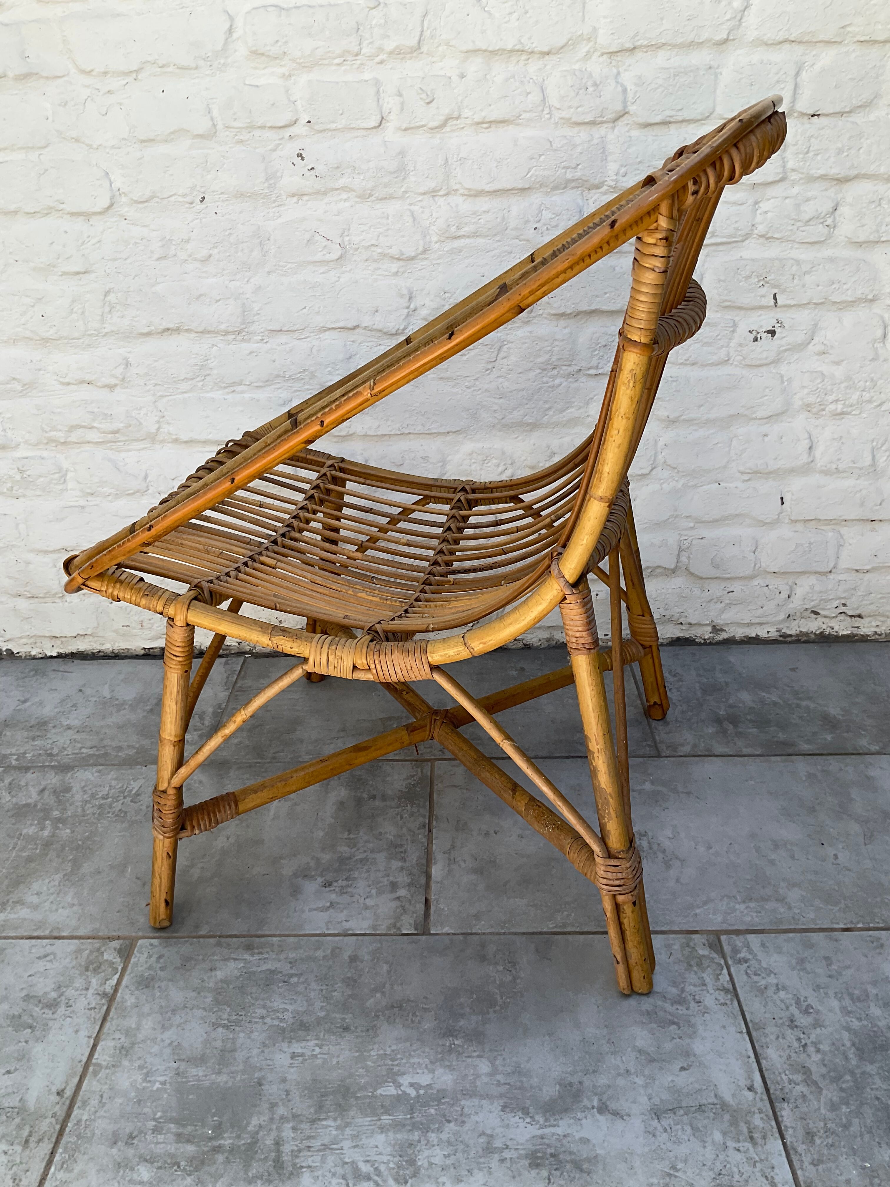Vintage rattan armchair 60s-70s