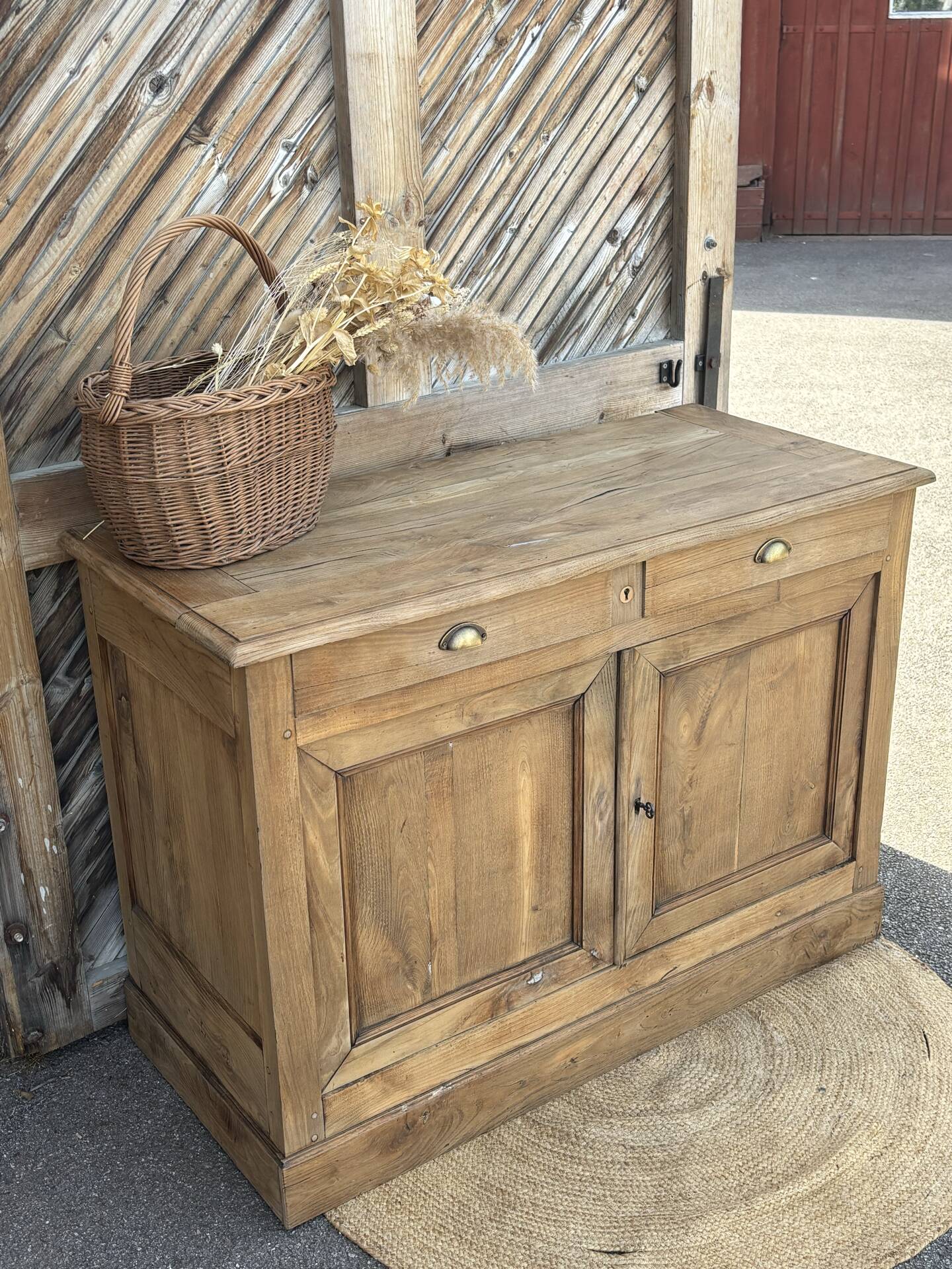 Renovated antique buffet in raw solid oak