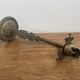 Antique bronze wall light in Louis XVI style - tulip-shaped glass paste flower.