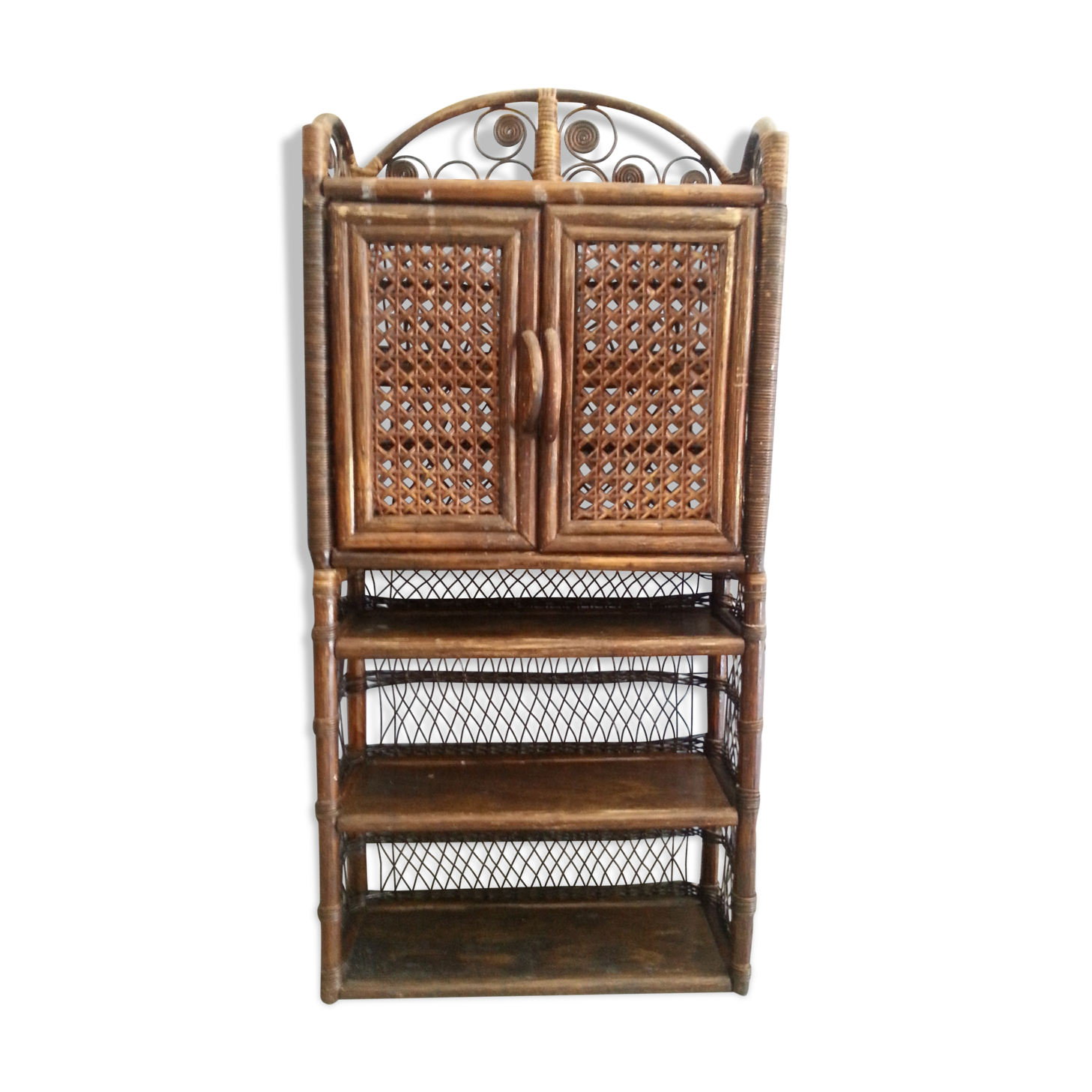 Set 2 shelves rattan bamboo vintage