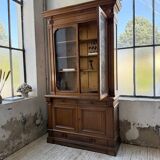 Old XL Napoleonic oak glass bookcase, 19th century