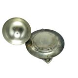 Art Deco butter dish, silver-plated brass, Belgium, 1970s.