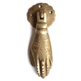Hand-shaped brass door knocker, 70s