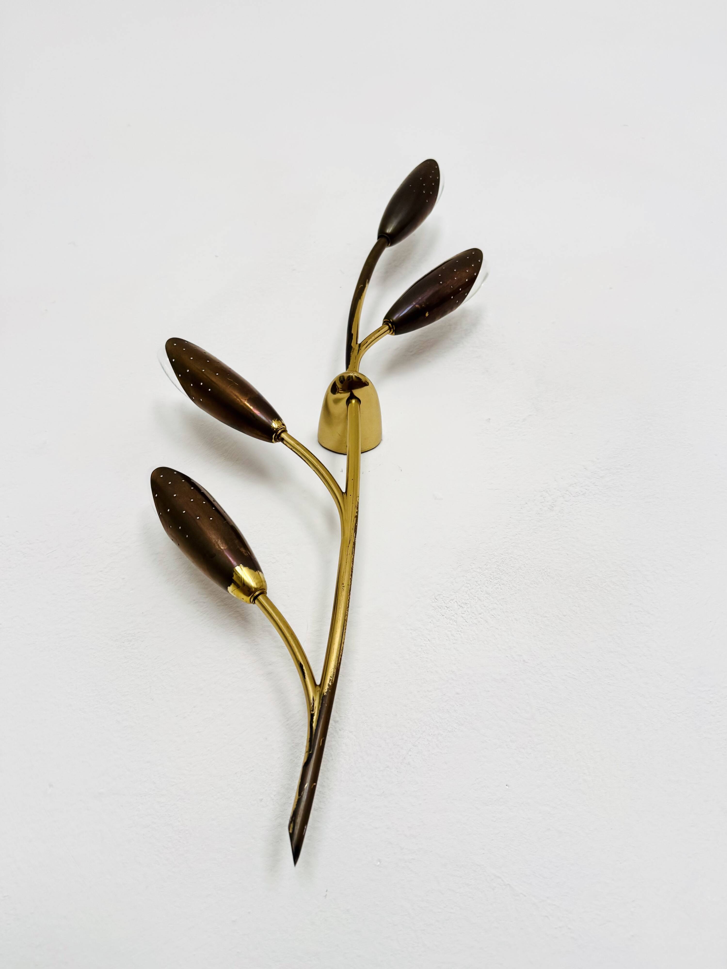 Floral Brass Wall Lamp by Rupert Nikoll