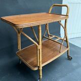 Rattan bar rolling table