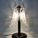 Large foliage table lamp in glass and anthracite gray metal. 80 years