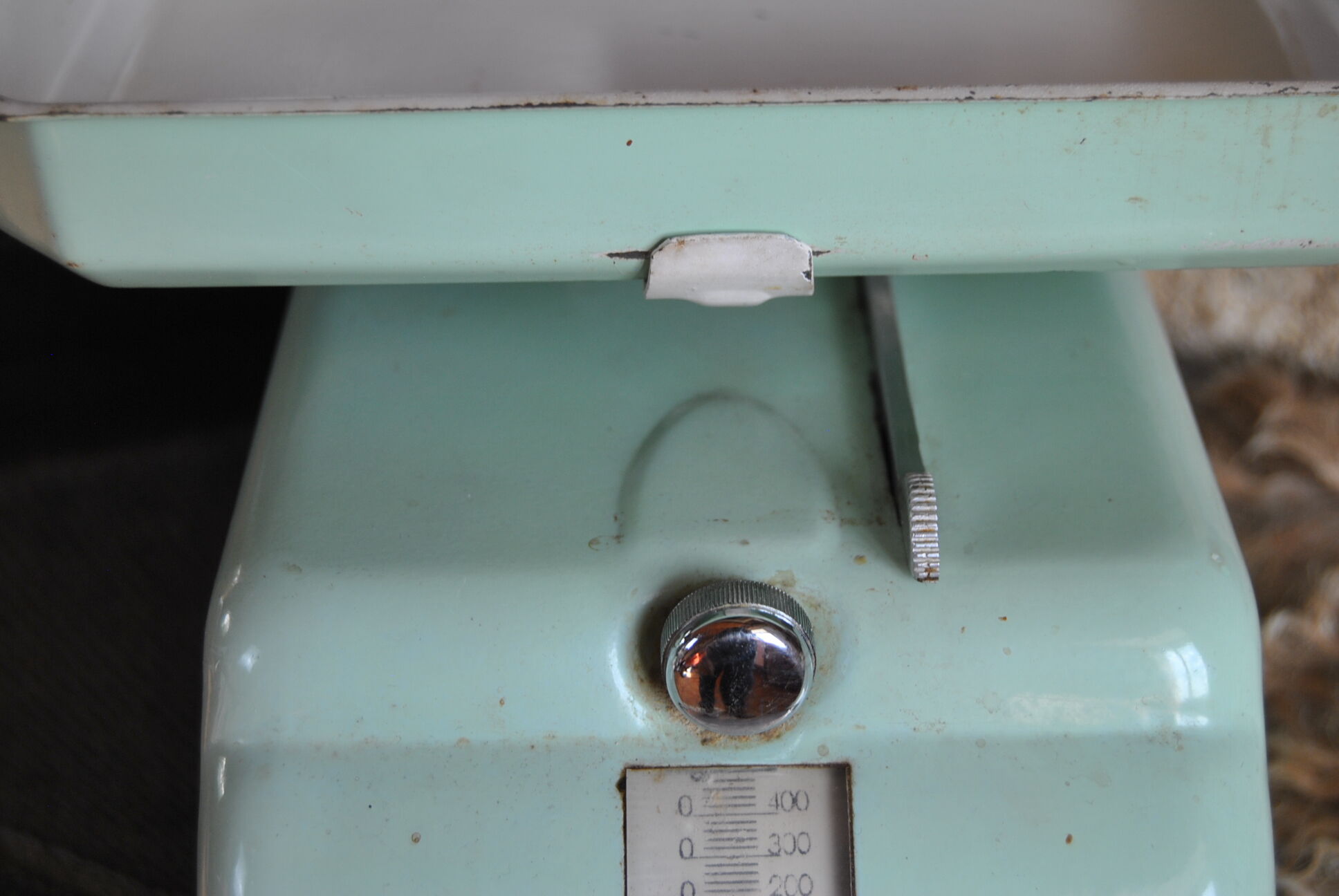 Household scale in water green metal Perca 50s