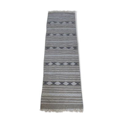 Tapis couloir gris fait main traditionnel 200x60cm