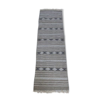 Tapis couloir gris fait main traditionnel 200x60cm