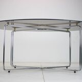 Midcentury Chrome and Glass Dining Table, Italy, 1970s