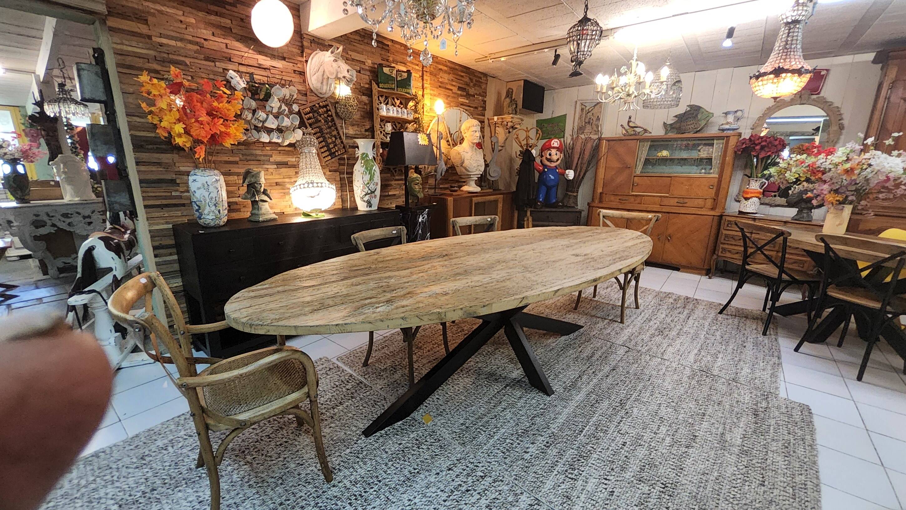 Industrial oval table