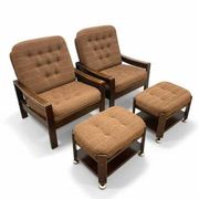 Fauteuils rétro avec repose-pieds, Hikor, années 1970