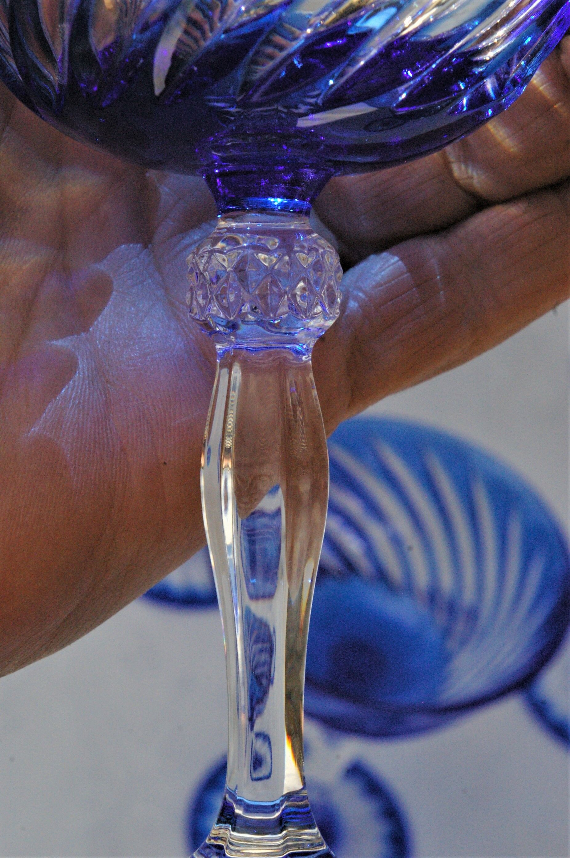 Cristal d'Arques - 6 Champagne Cups Blue Waltz - Double layer crystal