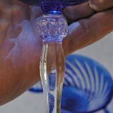 Cristal d'Arques - 6 Champagne Cups Blue Waltz - Double layer crystal