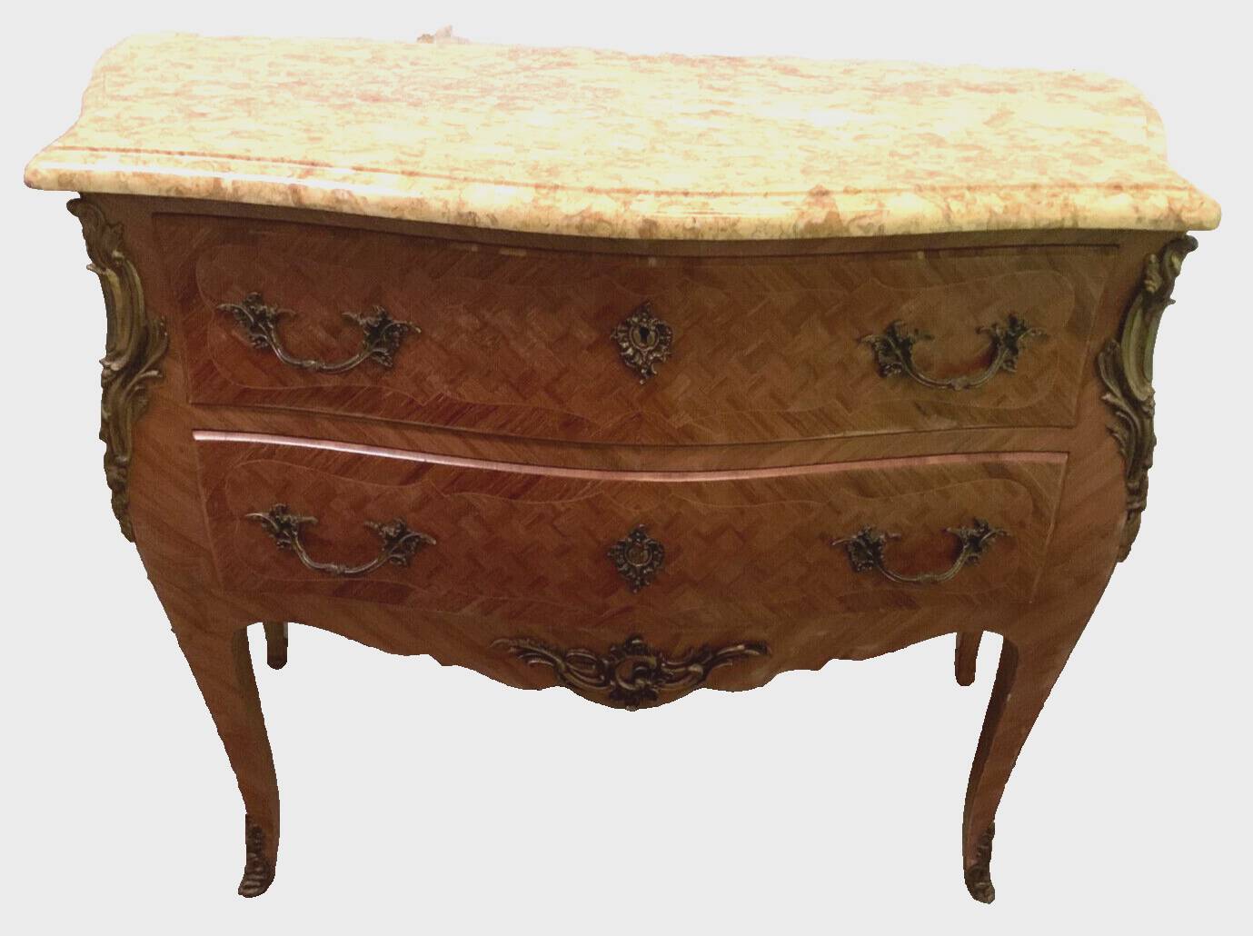 Curved Louis XV style chest of drawers 20th century marble top