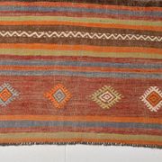 5x7 Tile Red & Grey Kilim Rug, Handwoven Vintage Kilim Rug, 140x221Cm