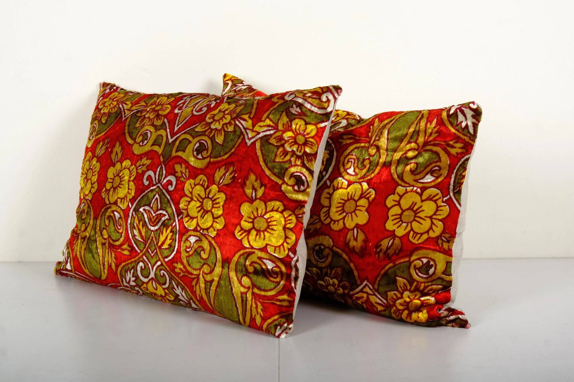Set of 2 vintage velvet cushion covers 56x38 cm