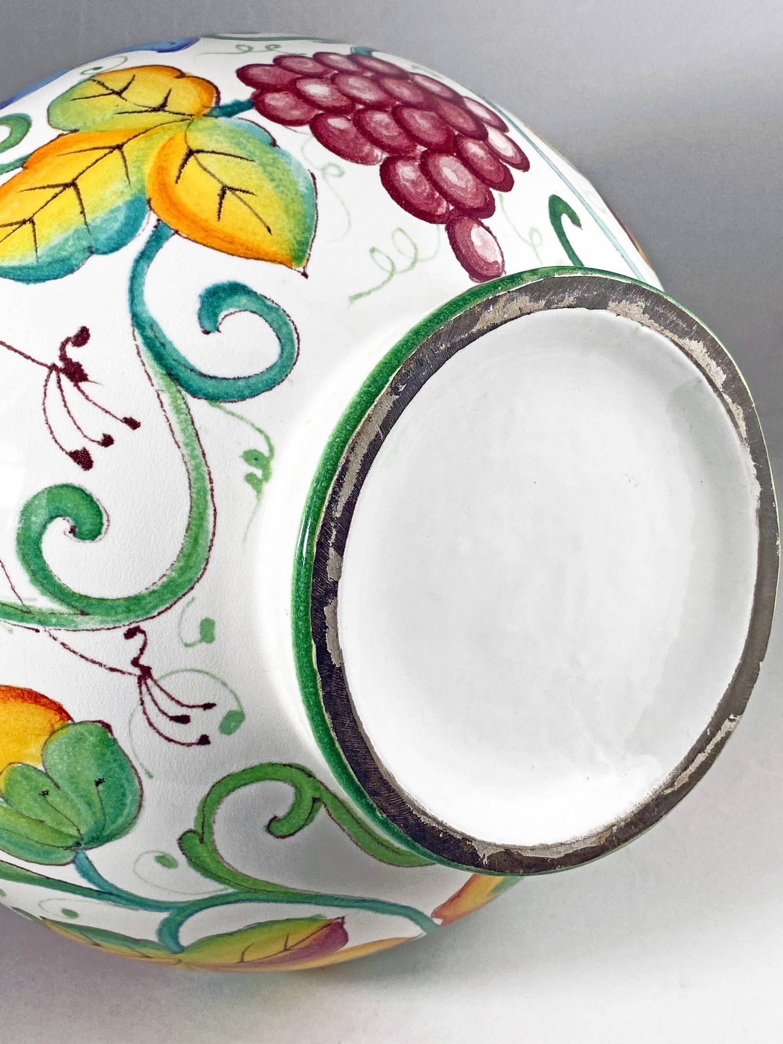 Large 1980s decorative vase hand painted enamel height. 63 cm. Italian manuf. Paolo MARIONI