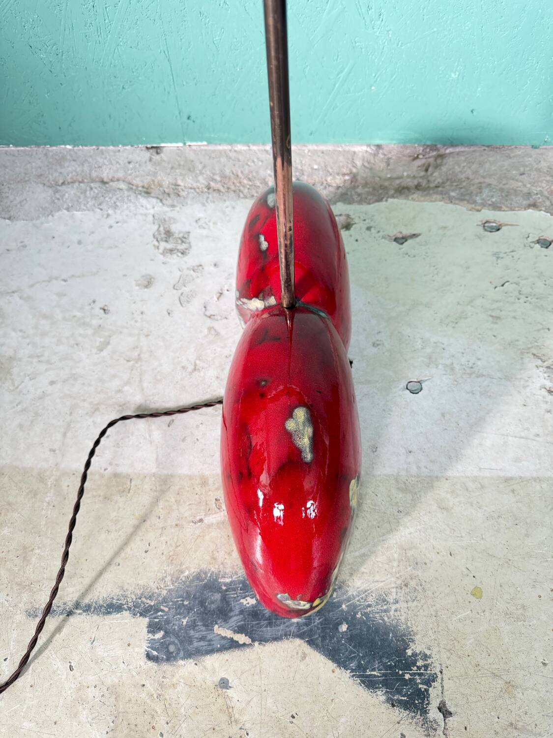 A unique, one-of-a-kind artist-made ceramic floor lamp