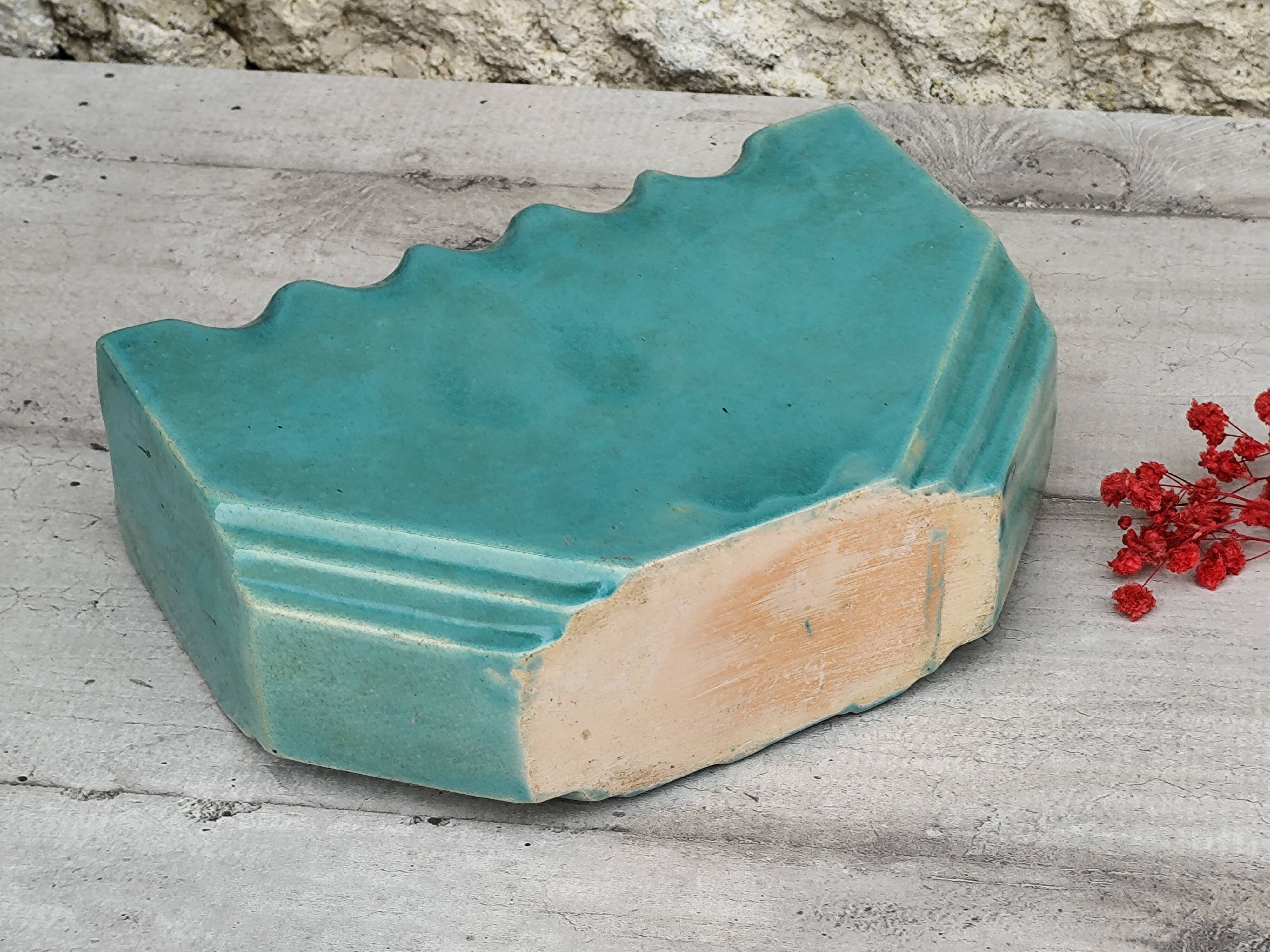 Large blue and yellow ceramic flowerpot vase