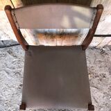 Series of 6 Scandinavian chairs in wood + gray skai, 70s vintage #a572