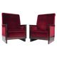2 red velvet Amsterdam School Art Deco chairs, The Netherlands, 1930s