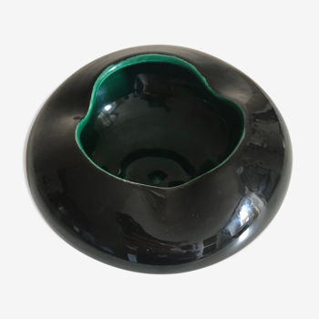 Black ceramic free-form ashtray, 1960