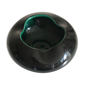 Black ceramic free-form ashtray, 1960