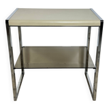 Vintage 70's side table in chrome and beige metal