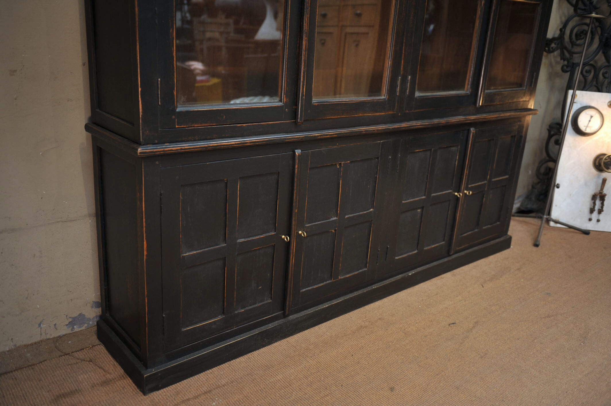 Glass library in teak 1970 patinated black