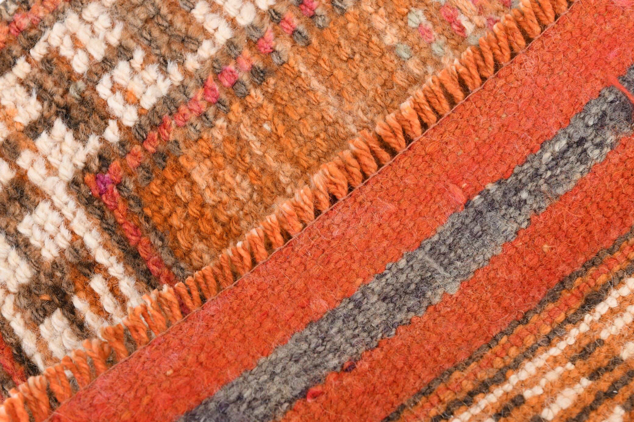3x13 Orange Beige Vintage Runner Rug, 78x404Cm SK 6391