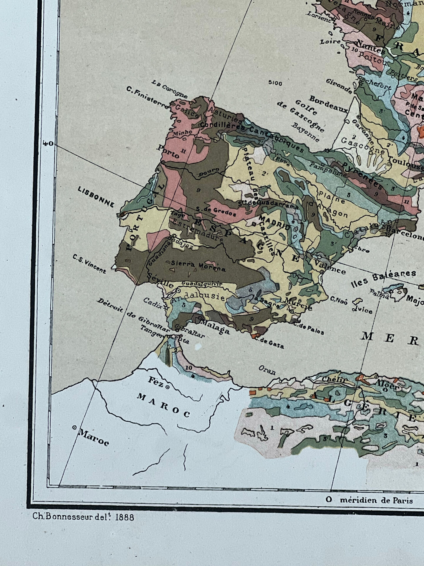 Original map of Europe 37x48cm - 1888