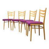 1960s Set of Four Beech Dining Chairs, Czechoslovakia