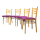 Ensemble de quatre chaises de salle à manger en hêtre des années 1960, Tchécoslovaquie
